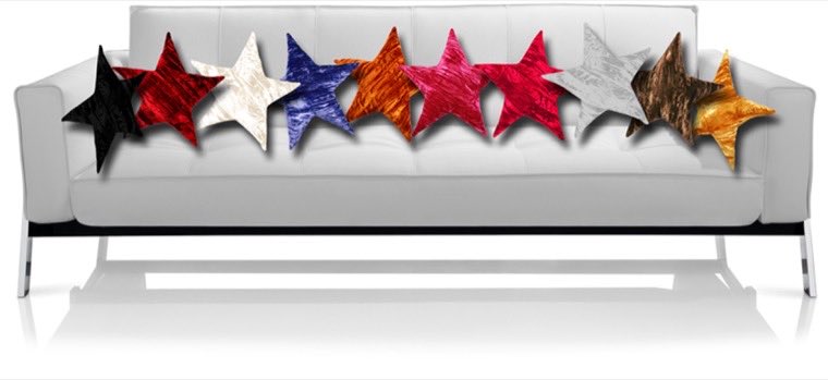 Stellar Luxe crushed velvet star pillows in ten colourways